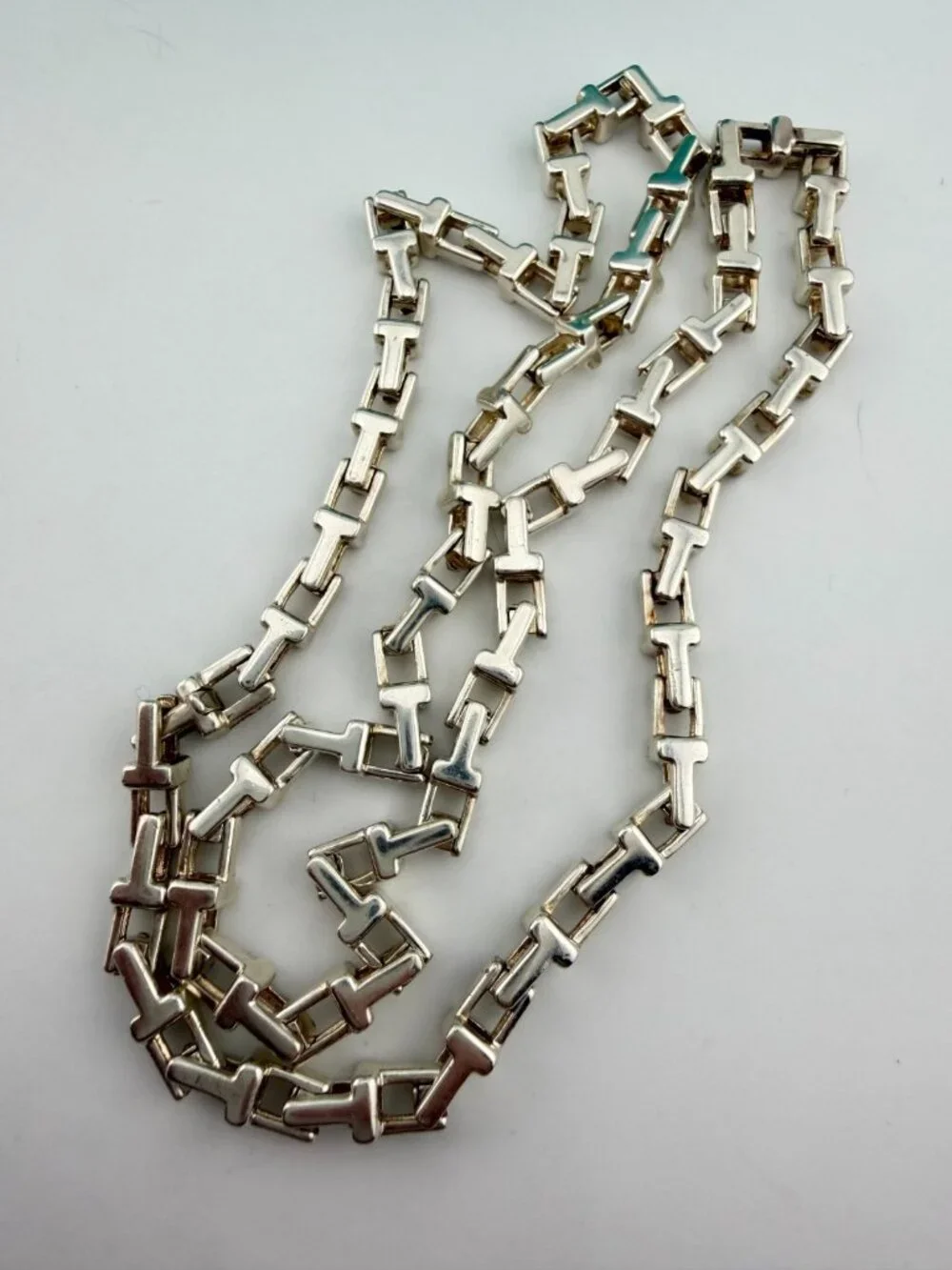 Tiffany & Co. Narrow T Link Chain Necklace Sterling Silver 20in 39g Retired